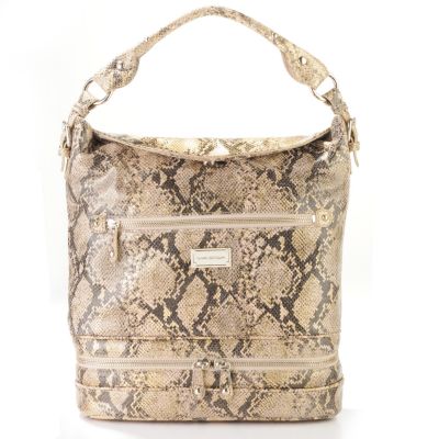 S51166 - Via Spiga Python Embossed Leather Hobo Handbag