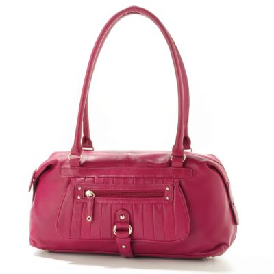 Simply Nina Seam Detail Front Pocket Lamb Leather Satchel Handbag
