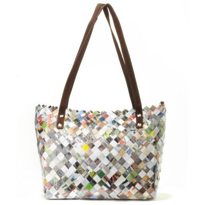 S51325 - Arm Candy Handcrafted Woven Paper Carryall Tote