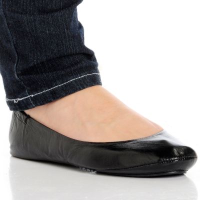 CitySlips Foldable Ballet Flat Shoes w/ Travel Bag. BLACK, LARGE