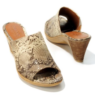 S51432 - Geox "Delila S" Snakeskin Print Leather Mule Sandals