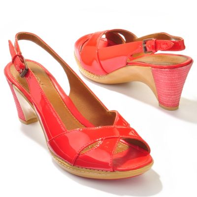 S51433 - Geox "Delila P" Patent Leather Sling Back Wedge Sandals