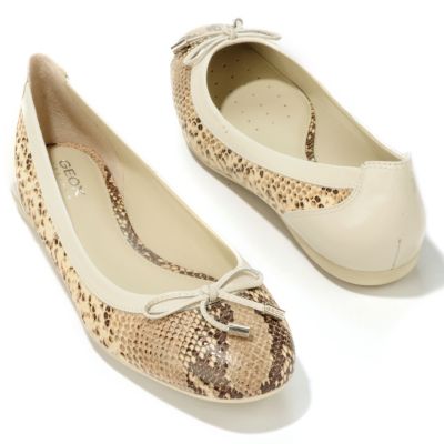 S51439 - Geox "Lola" Snake Print Leather Ballet Flat Shoes