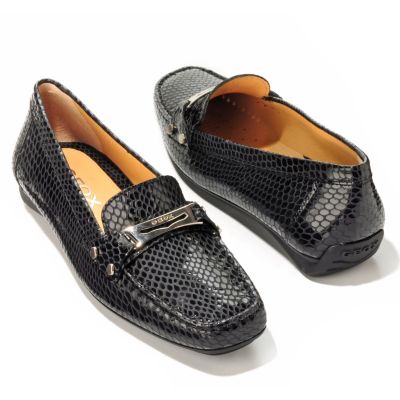S51440 - Geox "Grin" Snake Embossed Leather Moccasin Shoes