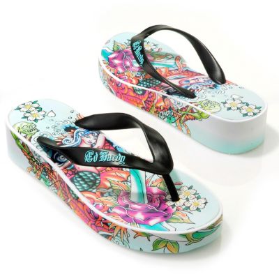 S51498 - Ed Hardy&reg; Women's "Kim Fiji" Wedge Thong Sandals
