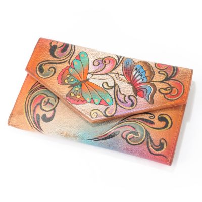 S51595 - Anuschka Hand-Painted Leather Checkbook Wallet