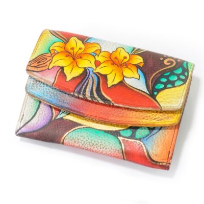 S51596 - Anuschka Multi-Pocket Hand-Painted Leather Wallet on a String