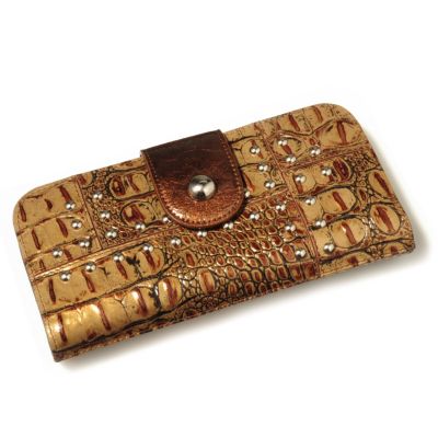 S51662 - Madi Claire "Toba" Stud Detail Croco Embossed Leather Wallet