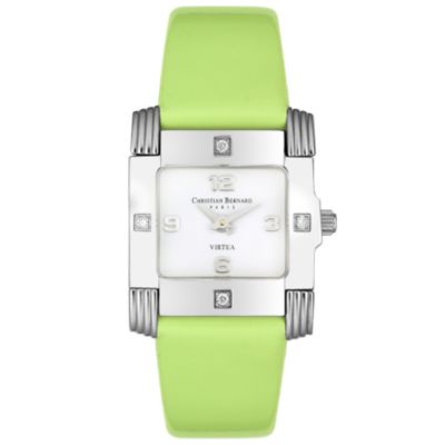Christian Bernard Women's Diamond Virtua Patent Leather Strap Watch