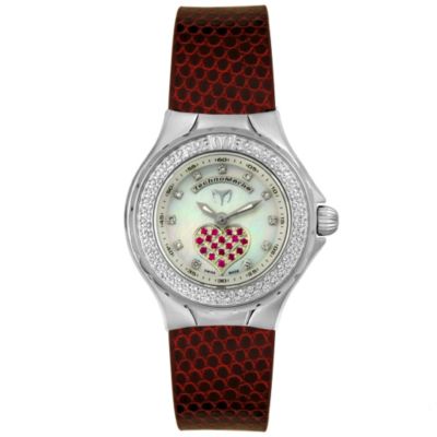 U100456 - TechnoMarine Women's TechnoLady 0.70ct Diamond & Ruby Lizard Strap Watch