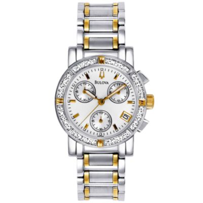 Bulova Women's 0.16ct Diamond Chronograph Stainless Steel Bracelet Watch