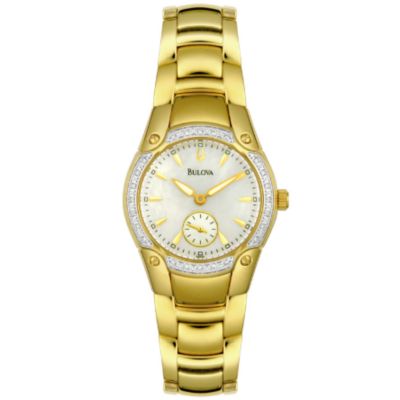 Bulova Women's 0.24ct Diamond Gold-tone Stainless Steel Bracelet Watch