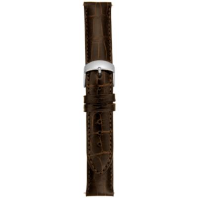 16MM Shiny Brown Square Grain Alligator Watch Strap