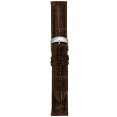 19MM Shiny Mink Brown Square Grain Alligator Watch Strap