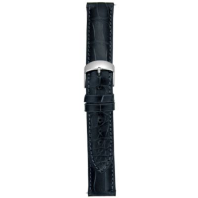 19MM Shiny Dark Gray Square Grain Alligator Watch Strap