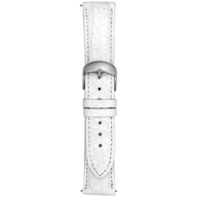 19MM White Round Grain Alligator Watch Strap