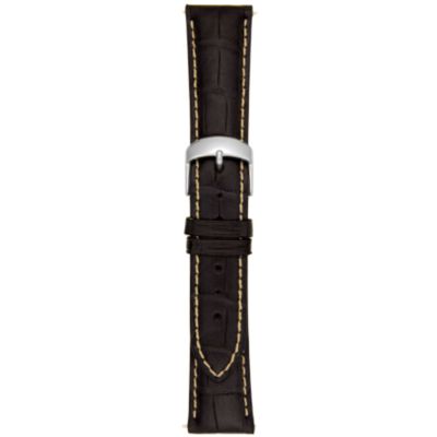19MM Black/White Square Grain Alligator Watch Strap
