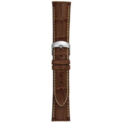 19MM Brown/White Square Grain Alligator Watch Strap