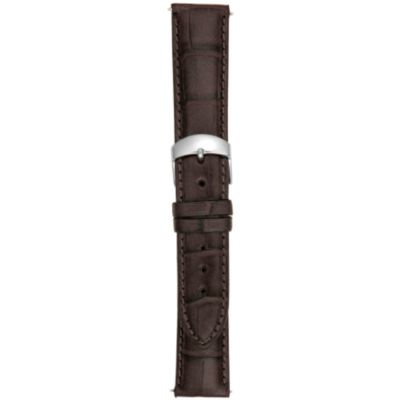 19MM Dark Brown Square Grain Alligator Watch Strap