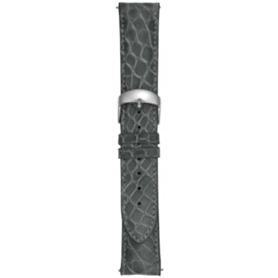 20MM Shiny Grey Round Grain Alligator Watch Strap