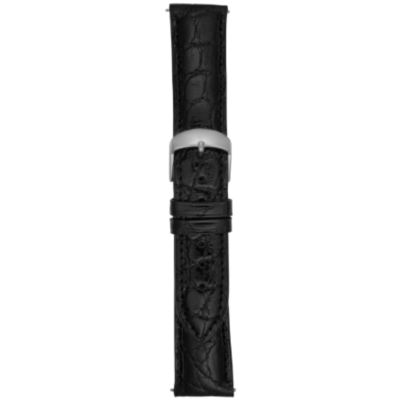 20MM Shiny Black Round Grain Alligator Watch Strap