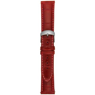 20MM Shiny Marl Red Square Grain Alligator Watch Strap