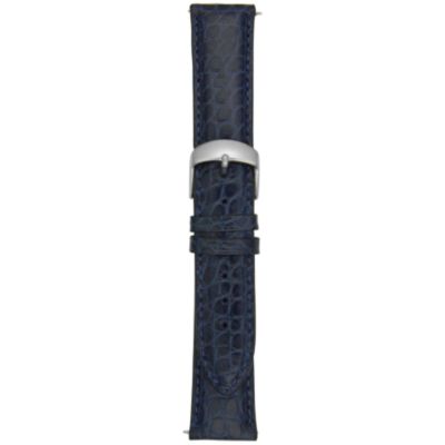 U100772 - 20MM Matte Navy Blue Round Grain Alligator Watch Strap