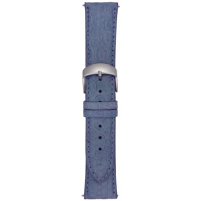 U100773 - 20MM Matte Blue Round Grain Alligator Watch Strap