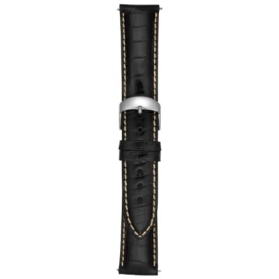 U100781 - 20MM Shiny Black Crocodile Watch Strap