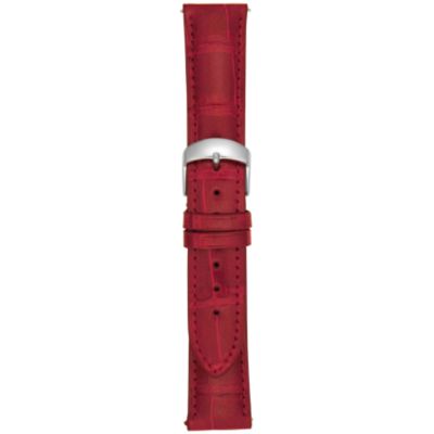 U100809 - 21MM Shiny Red Square Grain Alligator Watch Strap