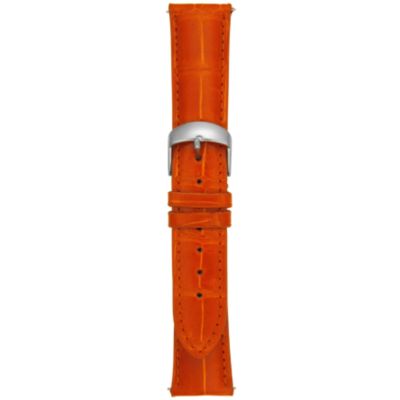 U100812 - 21MM Shiny Mandarin Square Grain Alligator Watch Strap