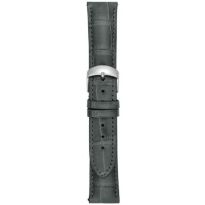 U100814 - 21MM Shiny Light Gray Square Grain Alligator Watch Strap