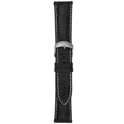 21MM Matte Black Round Alligator Watch Strap