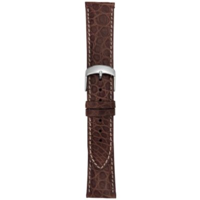 U100816 - 21MM Matte Brown Round Grain Alligator Watch Strap