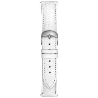 21MM Matte White Round Grain Alligator Watch Strap