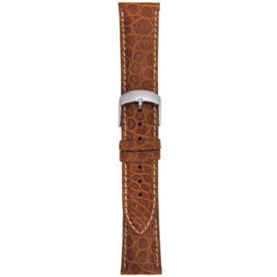 U100825 - 21MM Matte Tan Round Grain Alligator Watch Strap