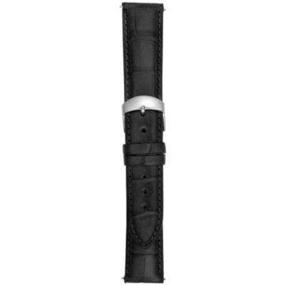 21MM Matte Black Square Grain Alligator Watch Strap