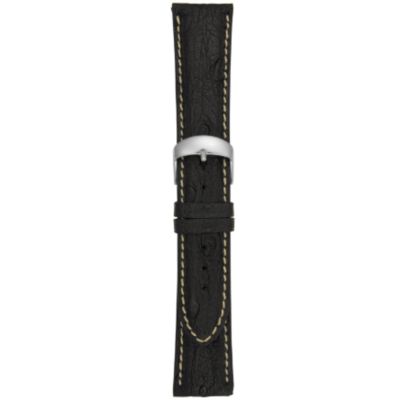 21MM Matte Black Ostrich Watch Strap