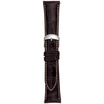 22MM Shiny Dark Brown Square Grain Alligator Watch Strap