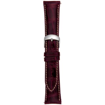 U100875 - 22MM Shiny Wine Square Grain Alligator Watch Strap