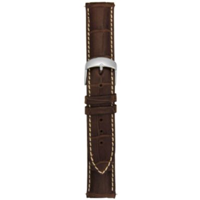 U100896 - 23MM Matte Dark Brown Square Grain Alligator Watch Strap