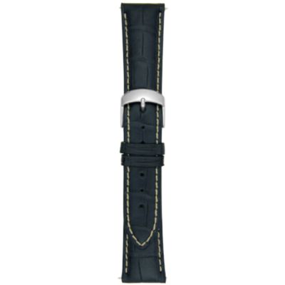 U100906 - 24MM Matte Navy Blue Square Grain Alligator Watch Strap