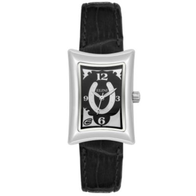 Elini Women's Nazar Lucky Horseshoe Stainless Steel Leather Strap Watch
