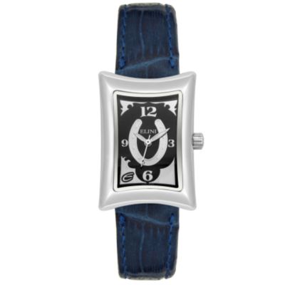 Elini Women's Nazar Lucky Horseshoe Stainless Steel Leather Strap Watch