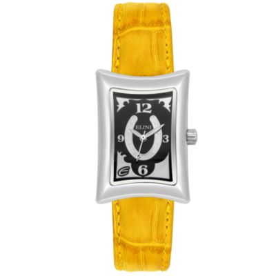 Elini Women's Nazar Lucky Horseshoe Stainless Steel Leather Strap Watch