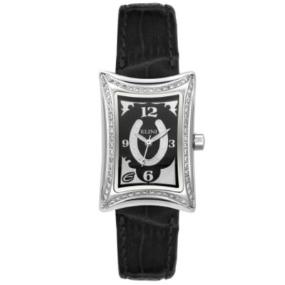 Elini Women's Nazar Lucky Horseshoe Diamond Leather Strap Watch