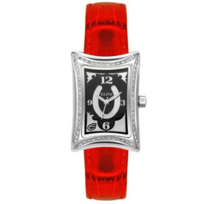 Elini Women's Nazar Lucky Horseshoe Diamond Leather Strap Watch