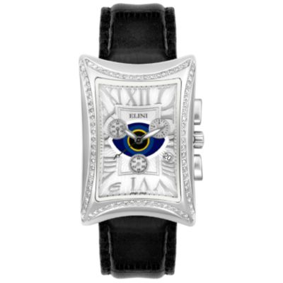 Elini Unisex Nazar Diamond Chronograph Lucky Eye Leather Strap Watch