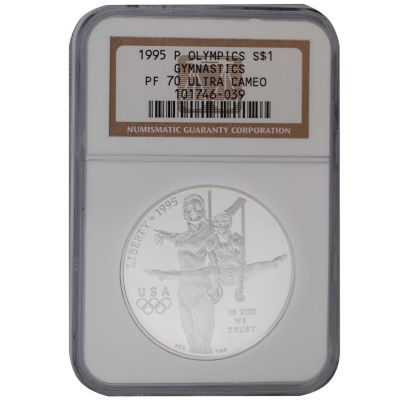 U101154 - 1995-P Olympics Gymnastics Commemorative Dollar PF70 UC NGC
