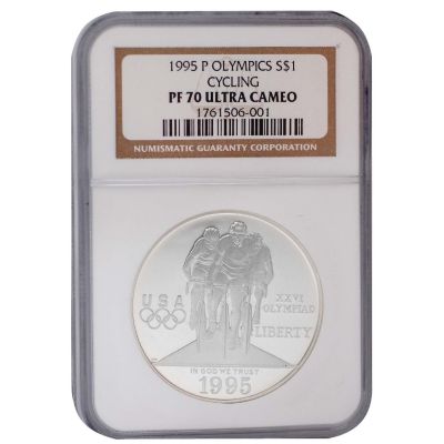 U101155 - 1995-P Olympics Cycling Commemorative Dollar PF70 UC NGC